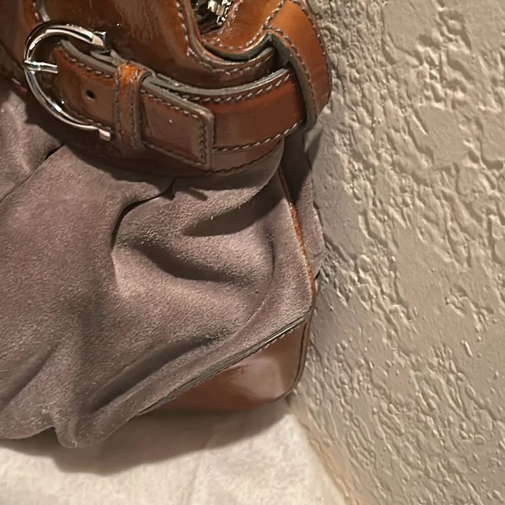 Vintage Salvatore Ferragamo Womens Marisa Colorblock Brown Leather Shoulder Bag - Picture 7 of 14